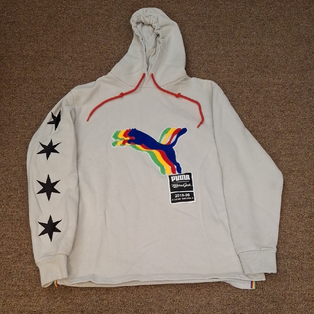 Puma Gray Hoodie with Multicolor Logo Men Sz. Large All Star Chicago